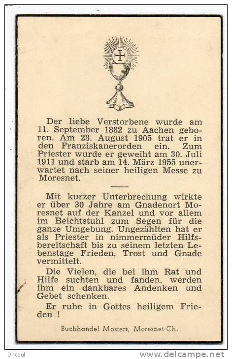 19148  -   P  Bonaventura  KUCK  Franziskanerpater  -  Moresnet  1882  -  1955 - Blieberg