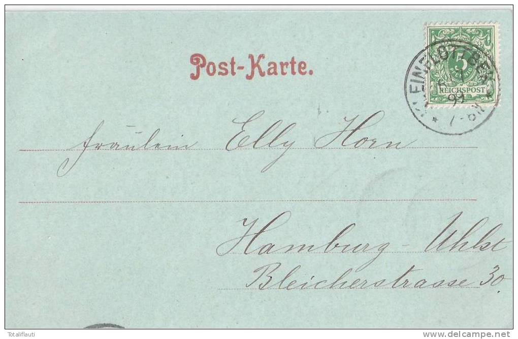 Hamburg Klein Flottbek Gruß Aus Dem Park Hotel Teufelsbrücke Strandpavillon Mondschein Karte 6.7.1898 - Altona