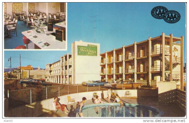 Vancouver BC Canada, TraveLodge Motel, Autos Swimming Pool, C1950s Vintage Postcard - Vancouver