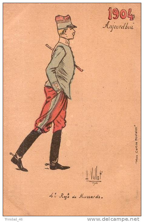 ILLUSTRATEUR  L VALLET  ILLUSTRATION UNIFORME UNIFORMERIE UNIFORM  MILITAIRE  HUSSARDS 1904 - Vallet, L.