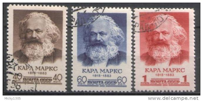 UdSSR / USSR - Mi-Nr 2077/2079 Gestempelt / Used (w280) - Karl Marx