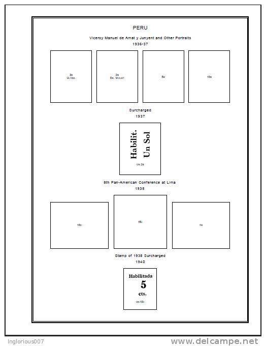 PERU STAMP ALBUM PAGES 1857-2011 (285 Pages) - English