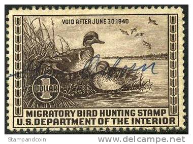 US RW6 Used Duck Stamp From 1939 - Duck Stamps