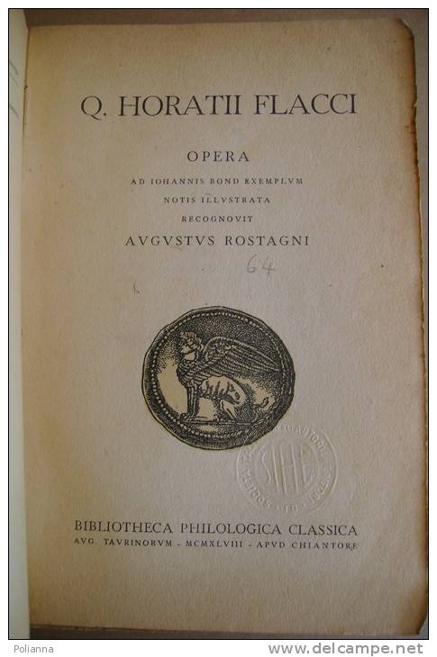 PAV/28 Rostagni Q.HONORATII FLACCI Chiantore 1948 - Clásicos