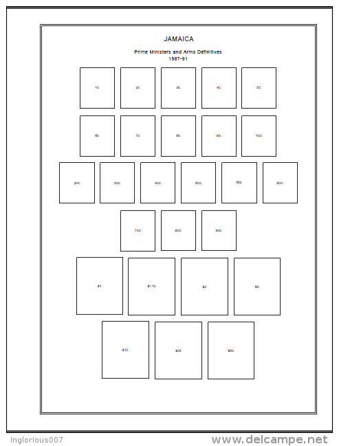 JAMAICA STAMP ALBUM PAGES 1860-2011 (151 pages)