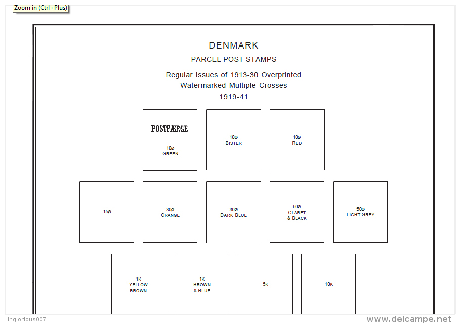 DENMARK STAMP ALBUM PAGES 1861-2011 (233 pages)