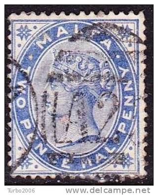 MALTA 1885 Queen Victoria 2½ Pence Blue WM CA Crown Yvert Et T. 8 - Malte (...-1964)