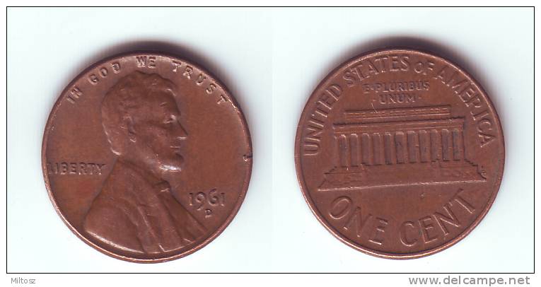 U.S.A. 1 Cent 1961 D - 1959-…: Lincoln, Memorial Reverse