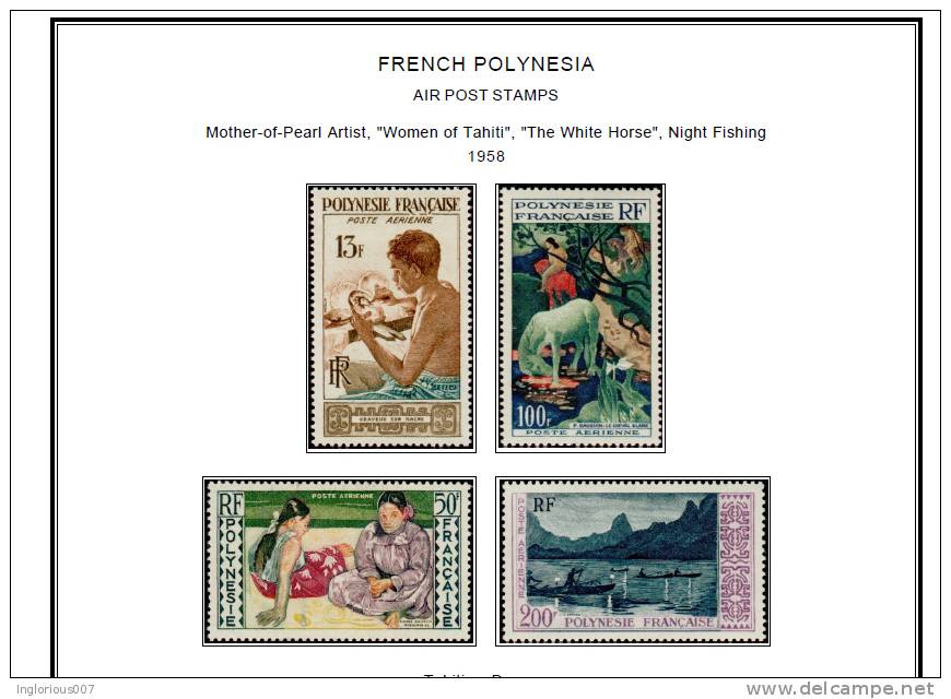 FRENCH POLYNESIA STAMP ALBUM PAGES 1892-2010 (192 color illustrated pages)