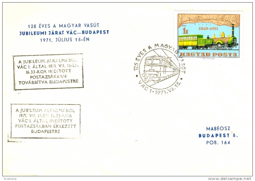 HUNGARY - 1971.FDC III.- 125th Anniv.of 1st Hung. Railroad Between Budapest-Vác - Spec.Canc. - FDC