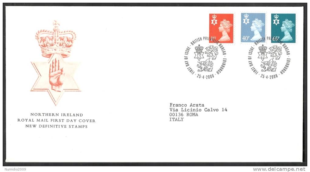 2000 GB FDC NORTHERN IRELAND NEW DEFINITIVE STAMPS 25.4.2000  - 005 - 1991-2000 Dezimalausgaben