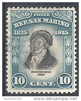 1935 SAN MARINO USATO MELCHIORRE DELFICO 10 CENT - RR9254-3 - Gebraucht