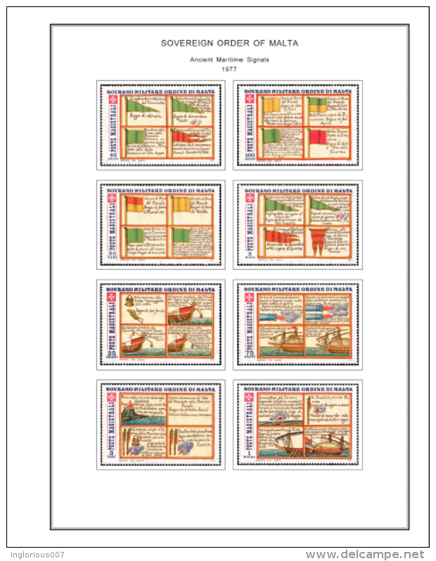 MALTA SOM STAMP ALBUM PAGES 1966-2008 (188 color pages)