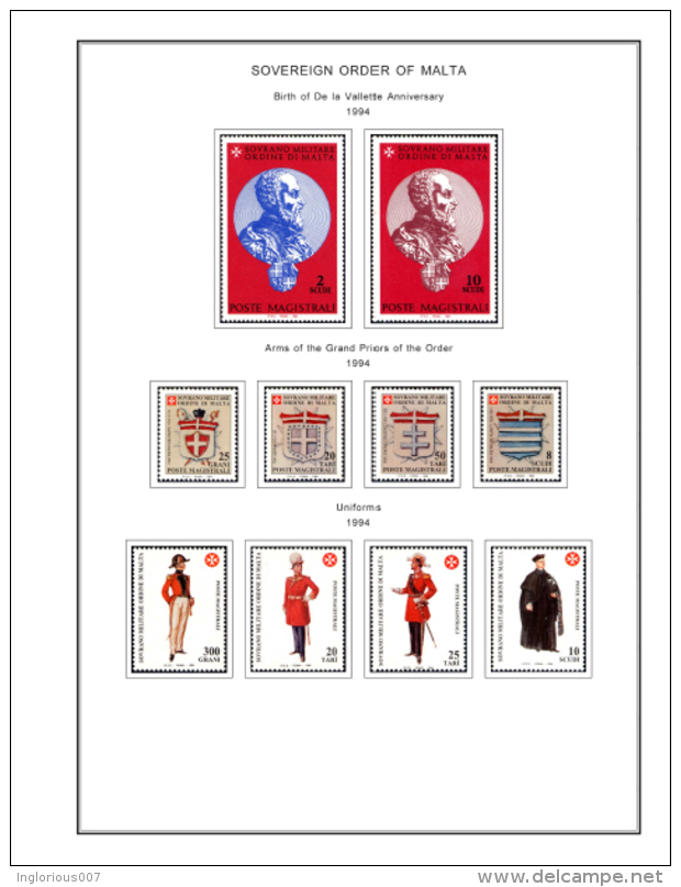 MALTA SOM STAMP ALBUM PAGES 1966-2008 (188 color pages)