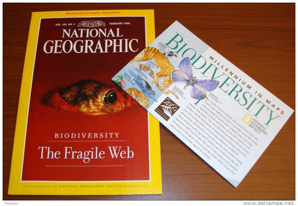 National Geographic U.S. February 1999 Blodiversity The Fragile Web With Millenium In Maps Blodiversity - Reisen