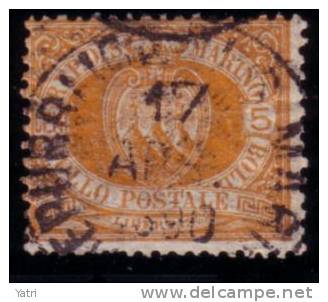 Repubblica Di San Marino - 1877 5 C. Cifra In Cornice Ovale - Annullato (U) - Used Stamps