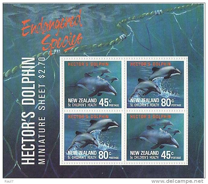 NEW ZEALAND, DOPHINS 1 BF NEUF *** (MNH SHEET) - Neufs