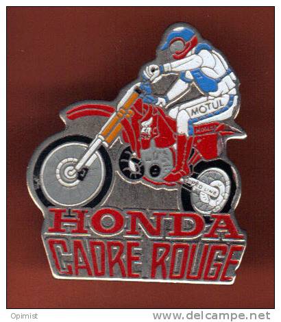 18134-honda.cadre Rouge.rallye Moto.au Dos Sponsors Motul Et Honda - Motorbikes