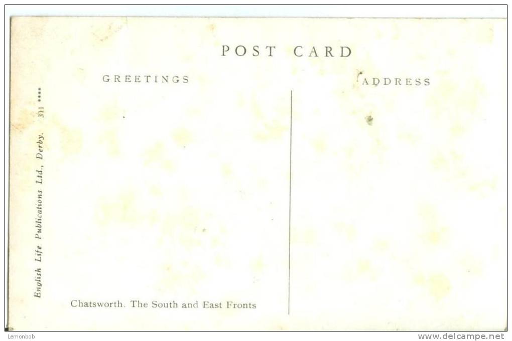 UK, United Kingdom, Chatsworth, The South And East Fronts, Old Unused Real Photo Postcard [P7507] - Derbyshire