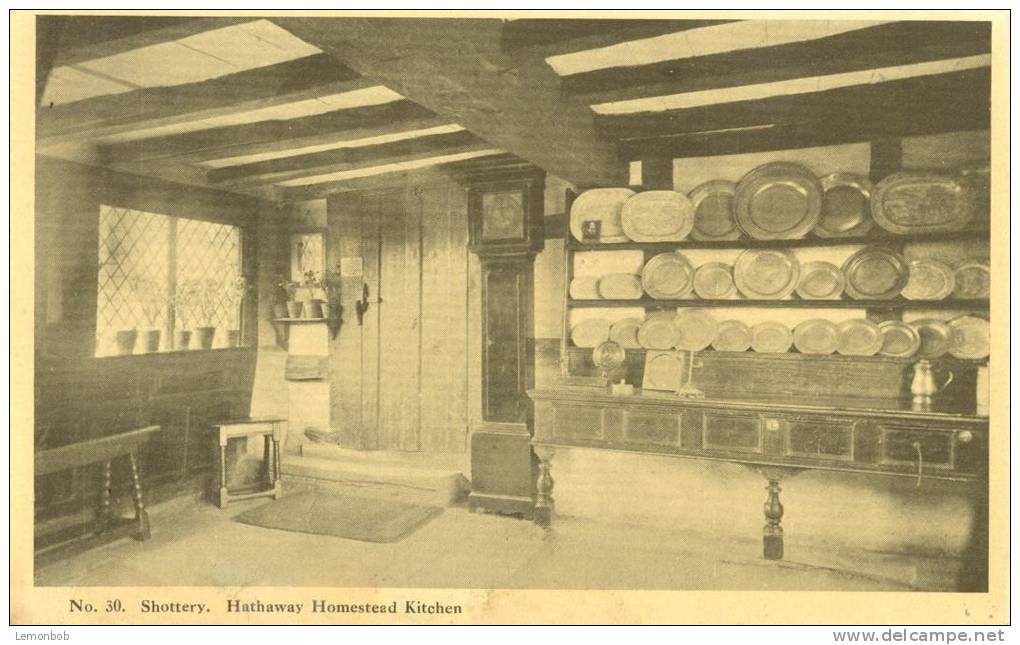 UK, United Kingdom, Shottery, Hathaway Homestead Kitchen, Early 1900s Unused Postcard [P7510] - Stratford Upon Avon