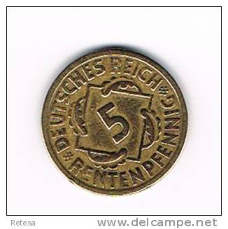 * WEIMAR REPUBLIC  5 RENTENSPFENNIG  1924 A - 5 Renten- & 5 Reichspfennig