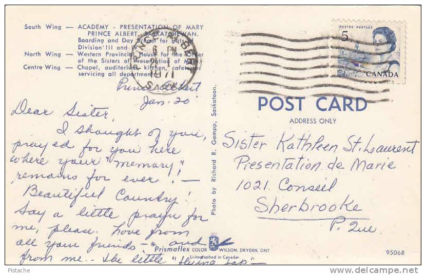 Prince Albert Saskatchewan Canada - Academy Presentation Of Mary - Stamp & Postmark 1971 - 2 Scans - Otros & Sin Clasificación