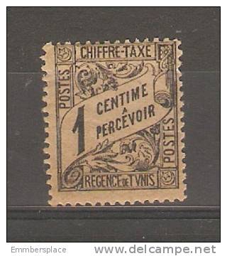 TUNISIA - 1901 POSTAGE DUE 1c BLACK ON BROWN MH * - Impuestos