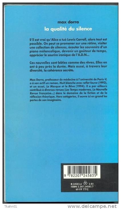 MAX-DORRA " LA QUALITE DU SILENCE " " PRESENCES" DENOEL GRAND-FORMAT  180 PAGES - Denoël