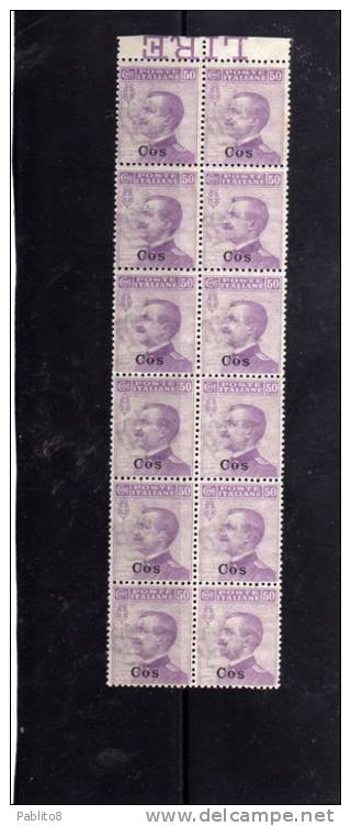 EGEO 1912 COO 50 C MNH STRISCIA DI 12 - Aegean (Coo)