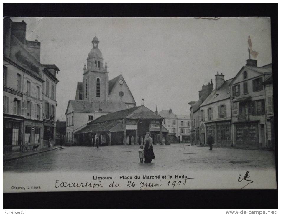 LIMOURS (Essonne) - Place Du Marché Et La Halle - Commerces - Animée - Voyagée Le 26 Juin 1905 - Cliché TOP ! - Limours