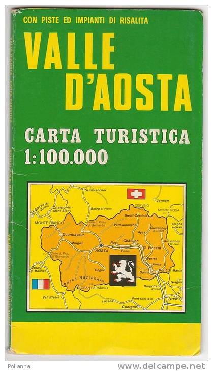 PAW/34 Carta Turistica - VALLE D´AOSTA Con Piste E Impianti Di Risalita/sci 1973 - Topographische Karten