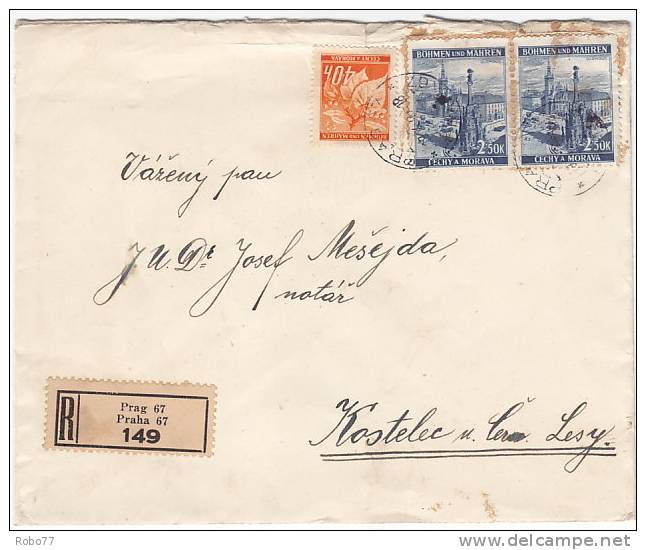 Bohemia & Moravia - Böhmen & Mähren. 1940 Registered Cover (D03091) - Cartas & Documentos