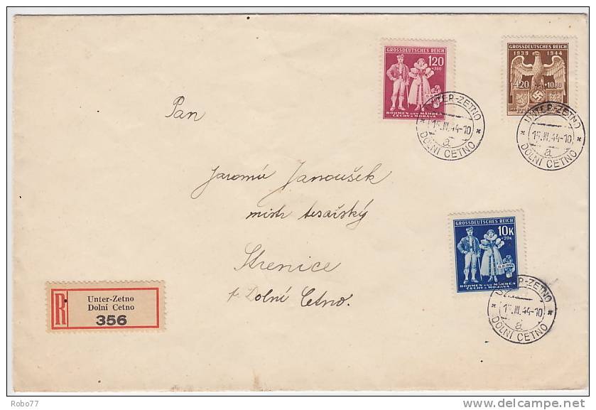 Bohemia & Moravia - Böhmen & Mähren. 1944  Registered Cover. (D03122) - Cartas & Documentos