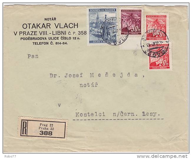 Bohemia & Moravia - Böhmen & Mähren. 1940  Registered Cover. (D03119) - Autres & Non Classés