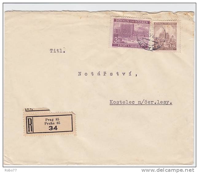 Bohemia & Moravia - Böhmen & Mähren. 1941 Registered Cover. (D03099) - Storia Postale