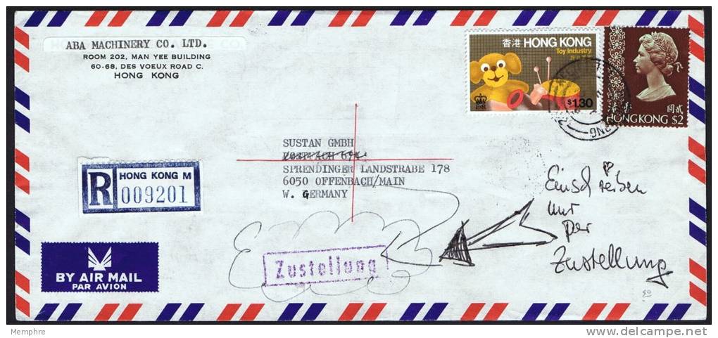 1979  Registered Air Mail Letter To Germany  $2 + $1.30  Toy Industry - Lettres & Documents