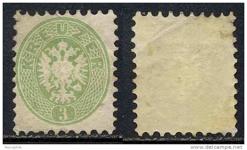 AUTRICHE / 1863 # 28 - 3 K. VERT * / COTE 250.00 EURO (T798) - Ungebraucht