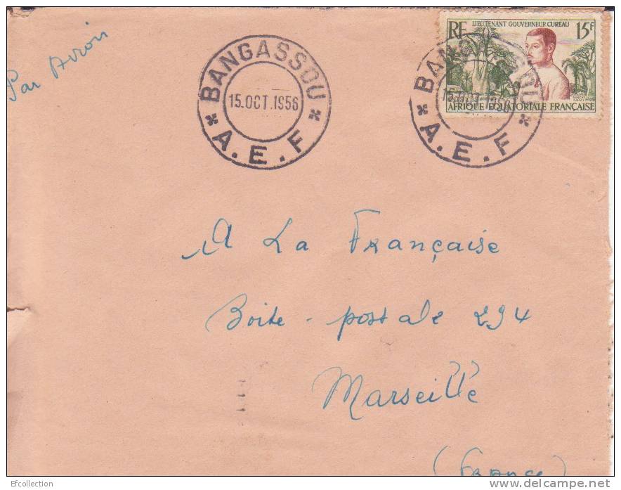 BANGASSOU - OUBANGUI CHARI - 1956 - A.E.F - COLONIES FRANCAISES - Lieutenant Gouverneur Cureau,lettre - Sonstige & Ohne Zuordnung