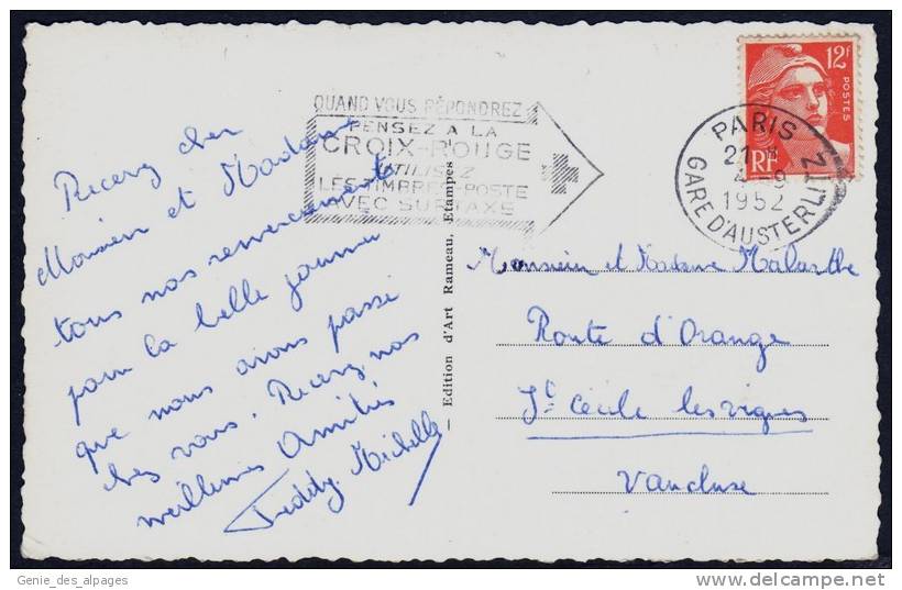 91 BRETIGNY Sur ORGE, Le Marché, Animée, CPSM Voyagé En 1952, Flamme Pub Timbres Croix Rouge - Bretigny Sur Orge