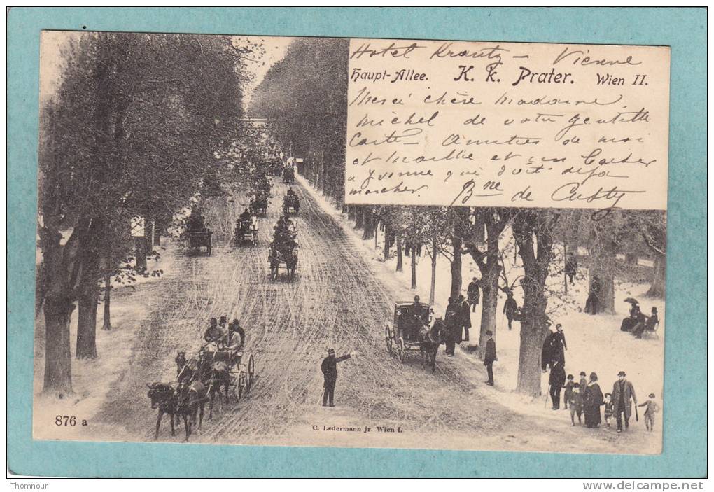 WIEN II.  -  Haupt - Allee .  K. K.  Prater.  - 1901  - BELLE CARTE PRECURSEUR ANIMEE  - - Vienna Center