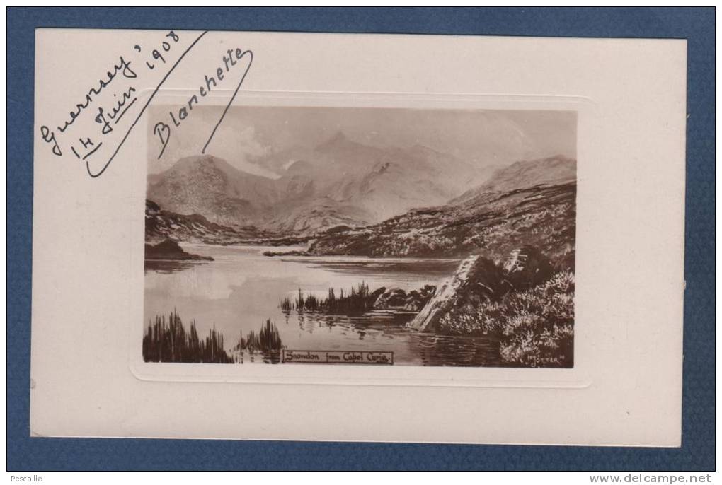 WALES Conwy County Borough - CP SNOWDON FROM CAPEL BURIG - 1908 - BOOTS CASH CHEMISTS REAL PHOTOGRAPH SERIES - Caernarvonshire