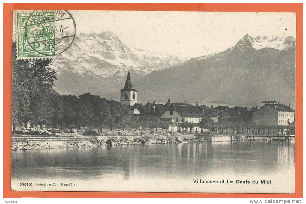 L274, Villeneuve, Dents Du Midi, 3613,  Circulée  1906 - Villeneuve