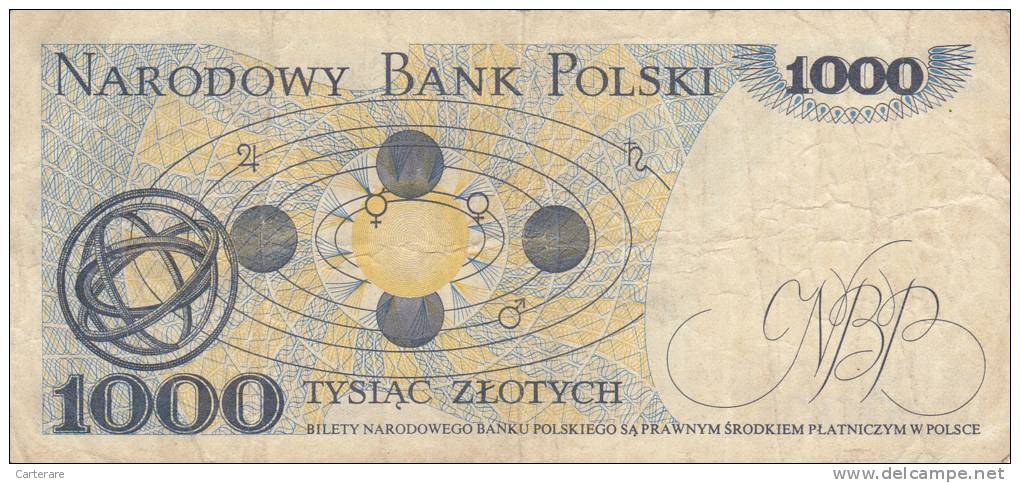 Billet  Banque POLOGNE,BANK POLSKI,1000 TYSIAC ZLOTYCH,WARZAWA 2 LYPCA 1975,numéro Z 2365132 - Pologne