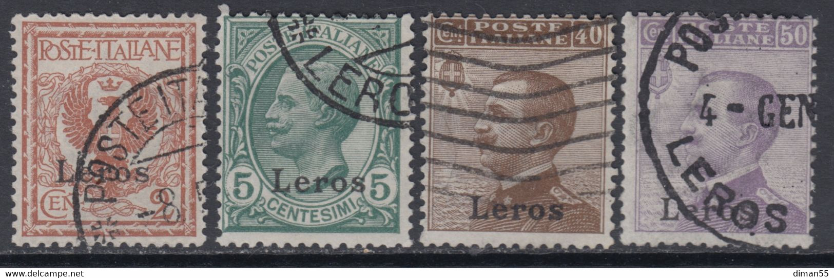 Egeo - Leros - N. 1-2 +6-7 - Cv 64 Euro - Usati - LUXUS GESTEMPELT - Egée (Lero)