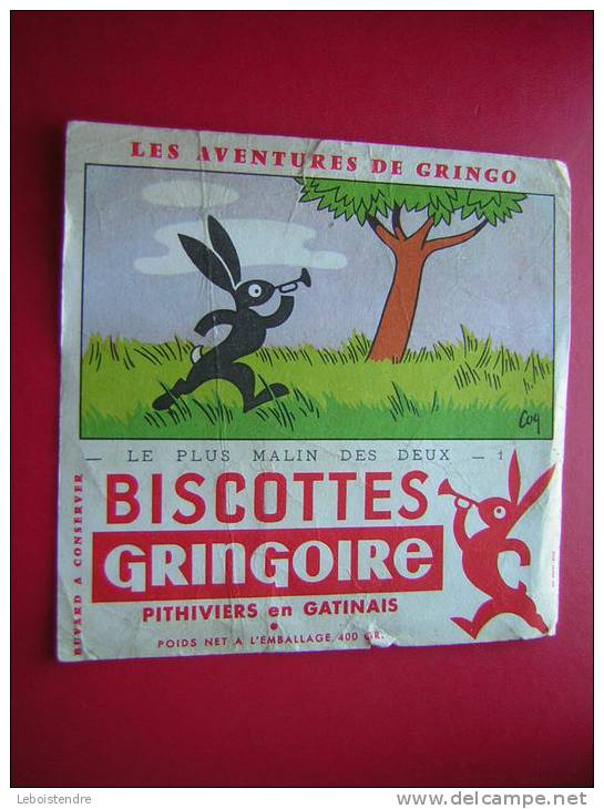 BUVARD-BISCOTTES-GRINGOIRE PITHIVIERS EN GATINAIS-LES AVENTURES DE GRINGO-ILLUSTRATION DE COQ-LE PLUS MALIN DES DEUX - Zwieback