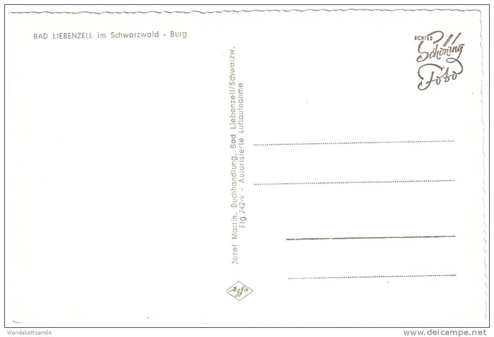 AK 742 BAD LIEBENZELL Im Schwarzwald - Burg SCHÖNING LUFTBIlD ECHTES Schöning Foto - Calw