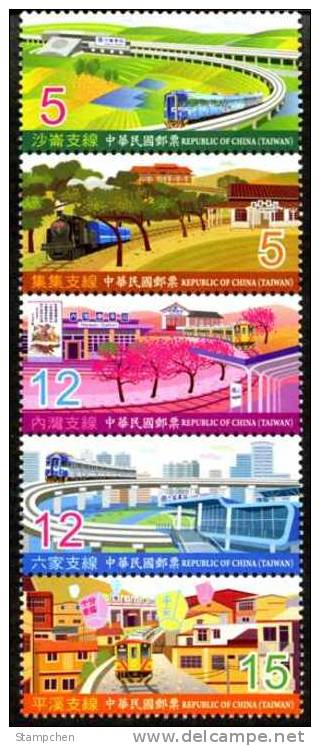 2011 Railway Branch Lines Stamps Tourist Train Sky Lantern Farm Flower Railroad Locomotive - Erdöl