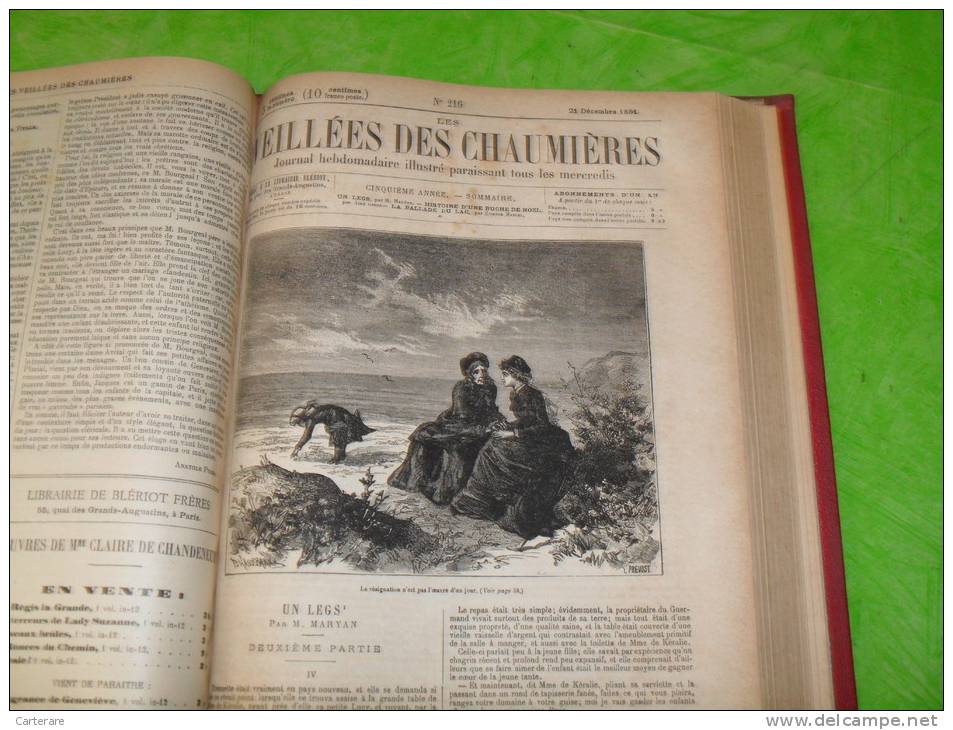 livre ancien,journal illustré,journaux illustrés reliés dans 1 livre ,veillées des chaumières,3/11/1880-20/1 0/1882,RARE