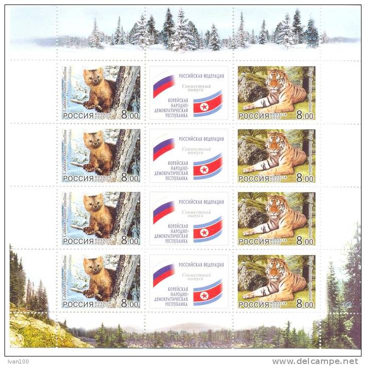 2005. Russia, Protect Of Wildlife, Sheetlet, Joint Issue With N. Korea, Mint/** - Blocs & Hojas
