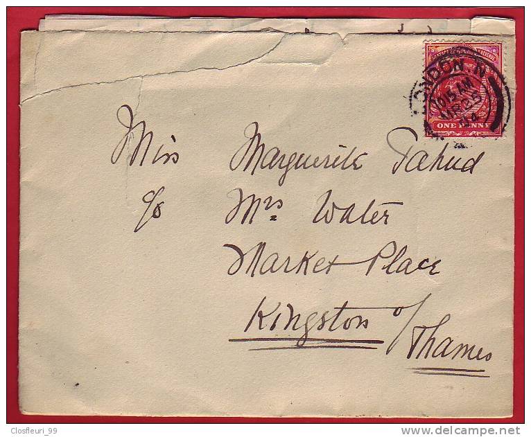 Lettre Pour Kingston S/ Thamus 1904 / With The Contents / - Briefe U. Dokumente